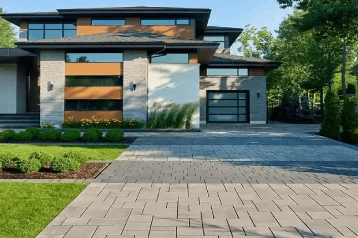 Indoor outdoor home remodel with modern glass doors and courtyard