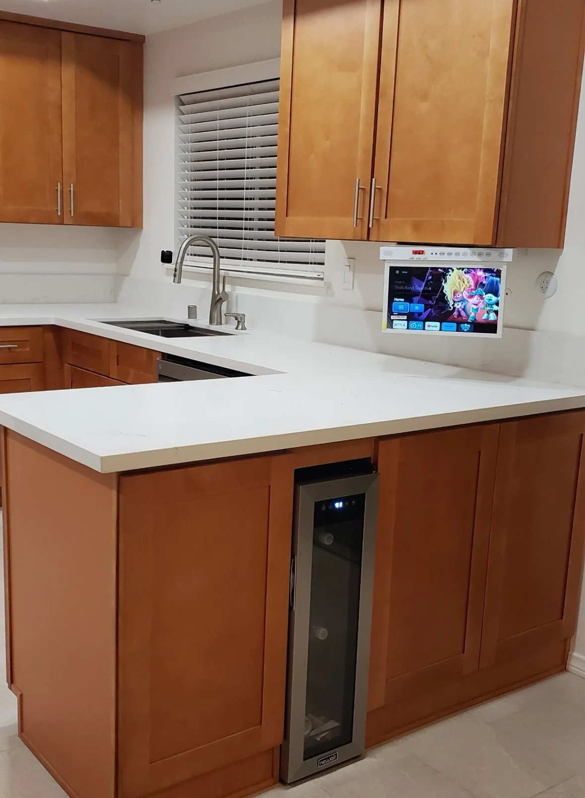 Kitchen remodel with built-in wine cooler
